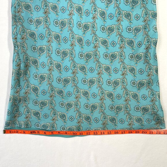 Gap Silk Halter Slip Mini Dress Vintage Y2k Size 8 Aqua Blue Green Paisley - Picture 10 of 15